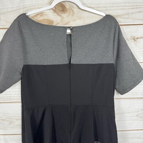 eShakti Black & Gray Color Block Short Sleeve Mini Shirt Dress Size XL - Picture 6 of 10